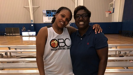 Former Catawba Valley women's basketball standout Kadesha Gibbs (left) and Red Hawk head women's basketball coach Tisha England (right)